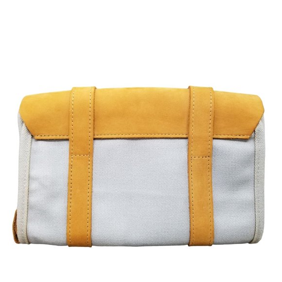 DPark Twofold Multifunctional Phone Digital Storage Bag Grey Canvas Tan Leather - Picture 2 of 9